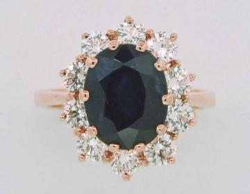 Bague marguerite émeraude et diamants