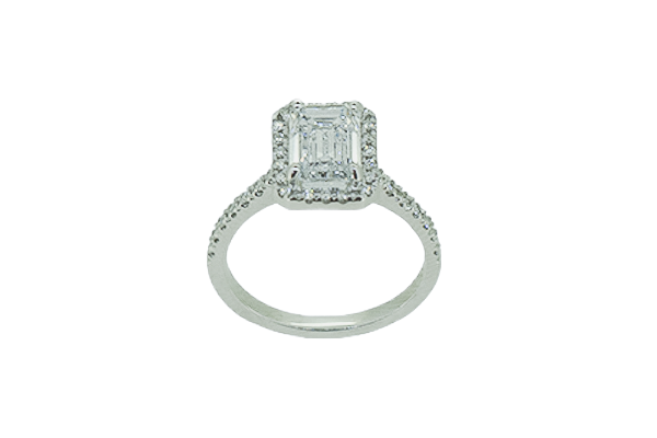 Bague diamant de laboratoire 2,01 carats et diamants naturels en or blanc 18 carats