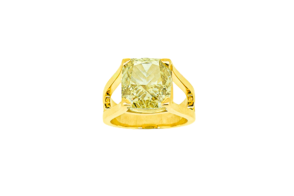 Bague diamant jaune de laboratoire 8,03 carats en or jaune 18 carats