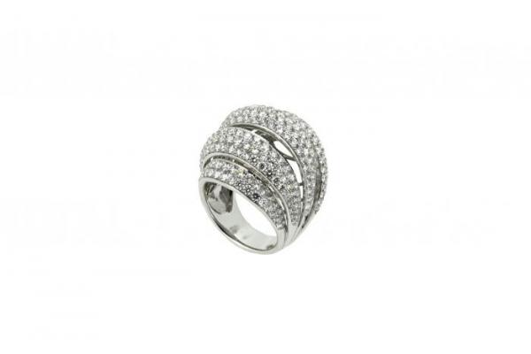 Bague boule or blanc et diamants