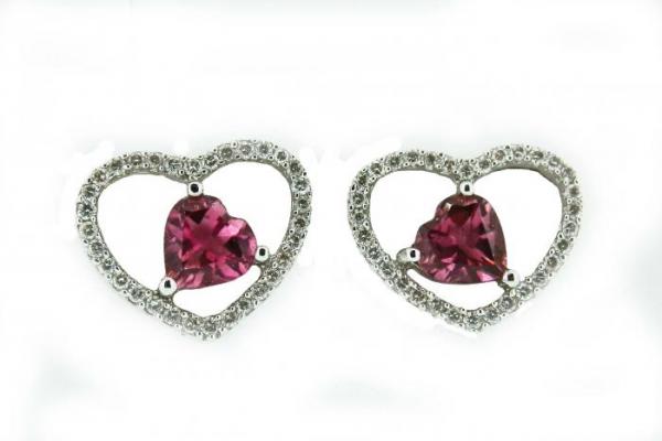 Boucles d'oreilles coeur tourmaline