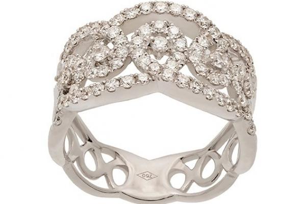 Bague dentelle or blanc et diamants