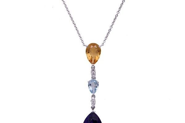 Pendentif 3 pierres de couleurs