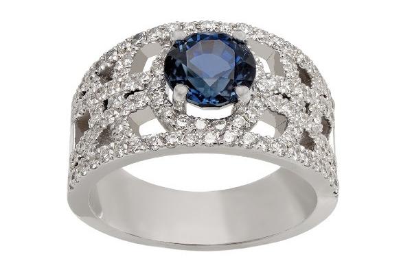 Bague anneau large saphirs et diamants