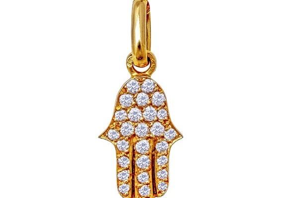 Pendentif main diamants