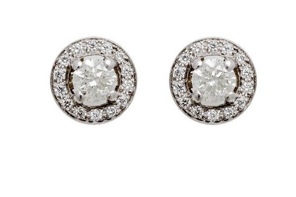 BOUCLES D'OREILLE DIAMANTS EN OR 18 CARATS SERTIES DE 1,24 CARAT DE DIAMANTS