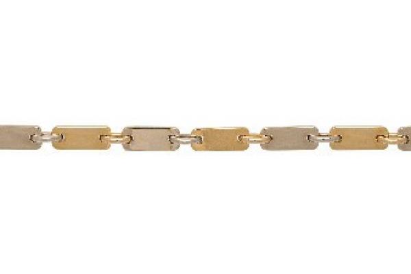 BRACELET PLAQUETTES BICOLORE OR 18 CARATS (750 MILLIEMES)