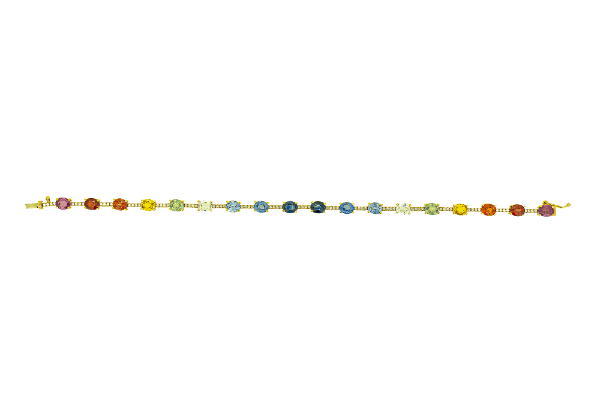 Bracelet saphirs multicolores et diamants en or jaune 18 carats