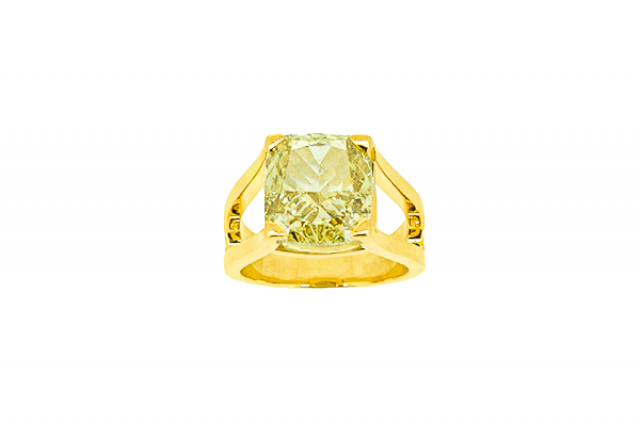 Bague diamant jaune de laboratoire 8,03 carats en or jaune 18 carats