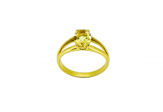 Bague en or jaune 18 carats sertie d'une citrine ovale ou autre