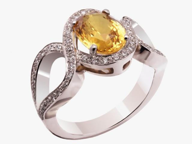 bague saphir jaune non chauffé Or-Gemmes