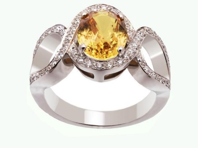 bague saphir jaune non chauffé Or-Gemmes