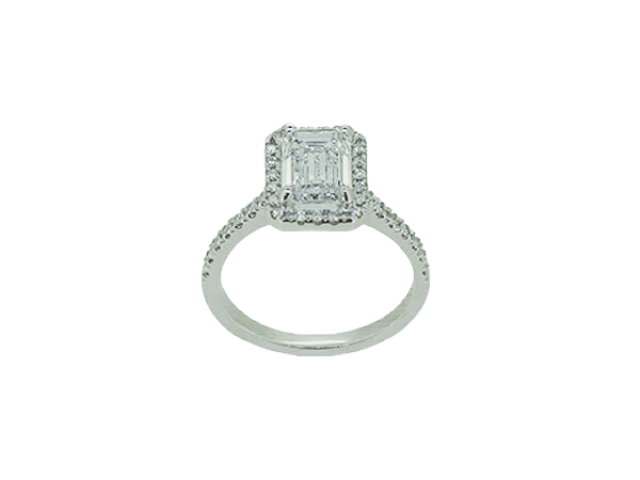 Bague diamant de laboratoire 2,01 carats et diamants naturels en or blanc 18 carats
