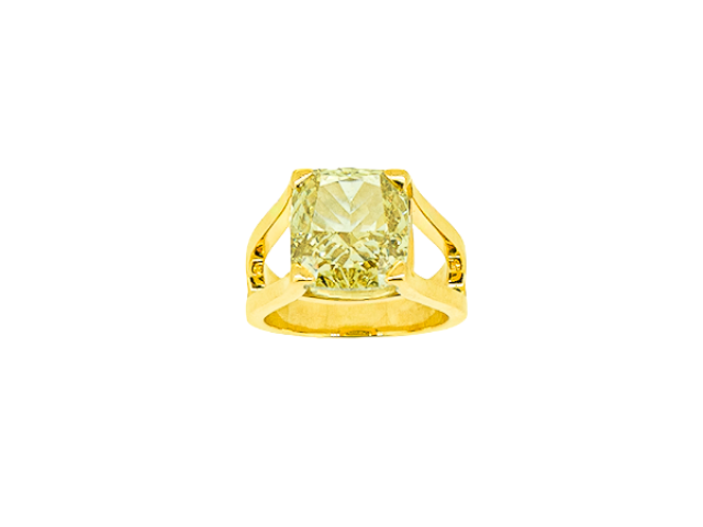 Bague diamant jaune de laboratoire 8,03 carats en or jaune 18 carats