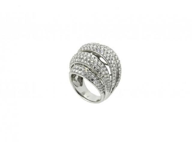 Bague boule or blanc et diamants