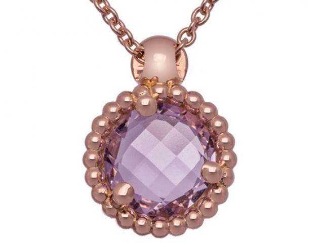 Pendentif en or rose 18 carats serti amethyste Rose de Printemps