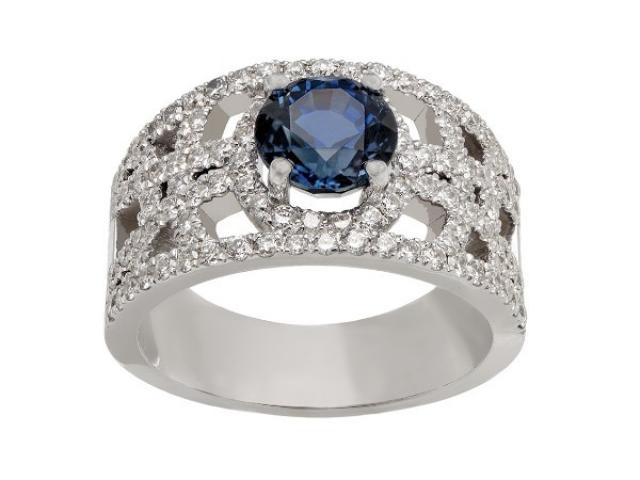 Bague jonc  en or blanc 18 carats diamants et saphir