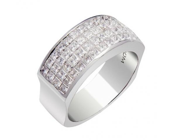 Bague diamants princesse serti invisible