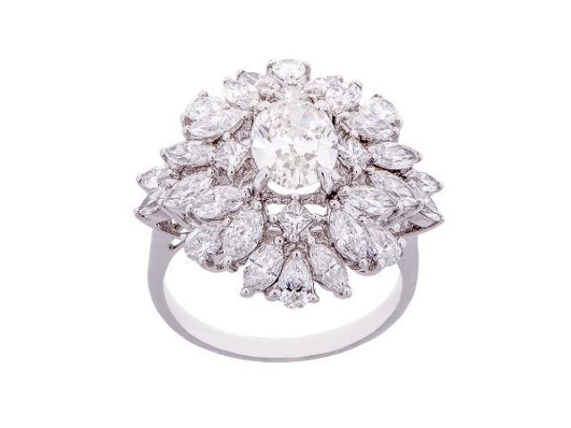 Bague solitaire Fleur de diamants Or-Gemmes