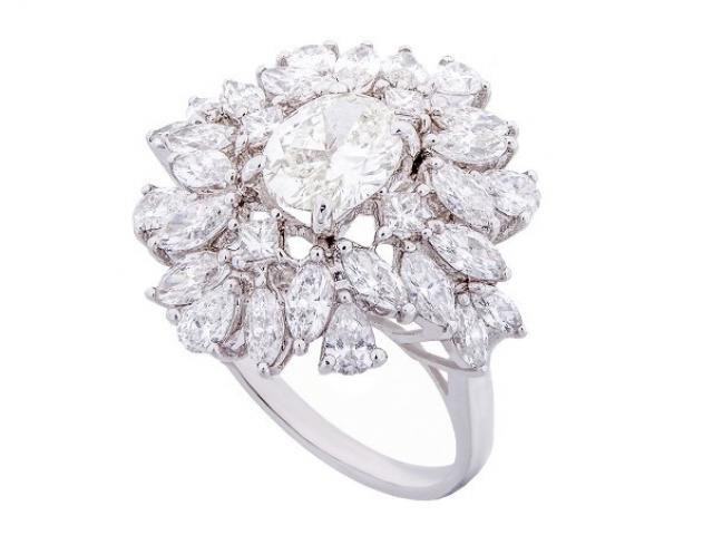 Bague solitaire Fleur de diamants Or-Gemmes