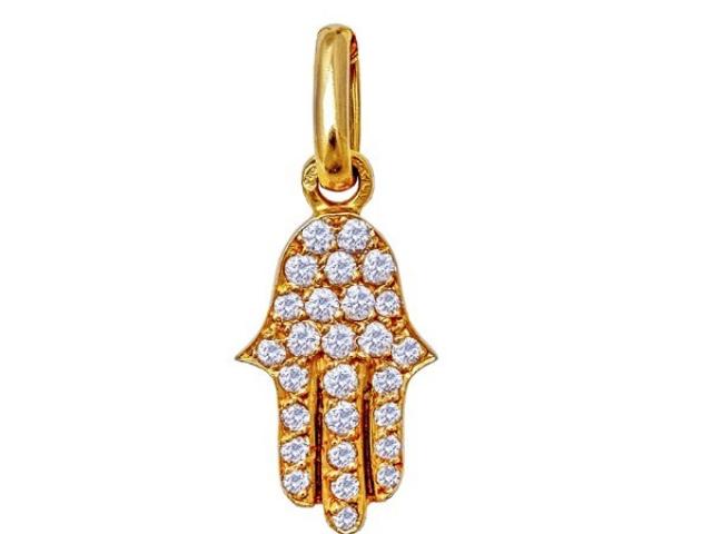 Pendentif main diamants