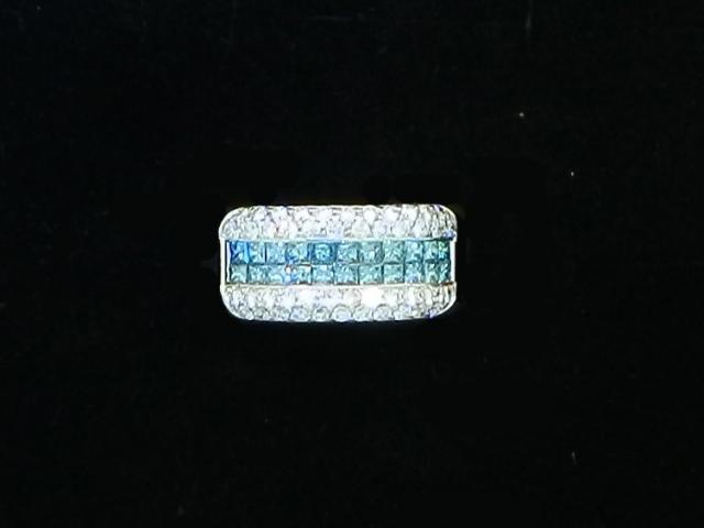 Bague jonc diamants bleus